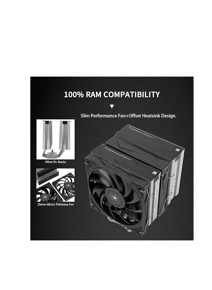 Thermalright Royal Knight 120 CPU Air Cooler, Computer Double Towers Radiator, 6 Heat Pipes CPU Cooler, Dual 120mm PWM Fans,Unobstructed RAM, for AM4/AM5;Intel 1851/1700/1150/1551/1200/2011 - Image 4