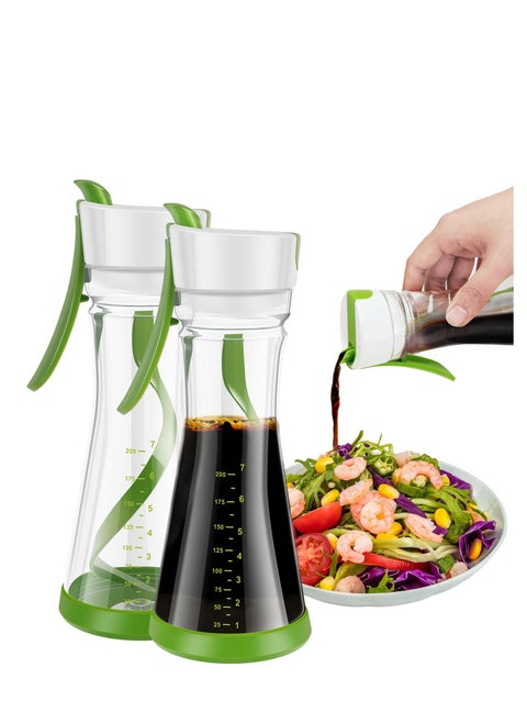 2Pcs Salad Dressing Shaker Bottle, Salad Dressing Mixer with Handle Leakproof, Salad Dressing Storage Container with Scale Easy Pouring for Juice Storage Ketchup for Homes, Canteens, Kitchens