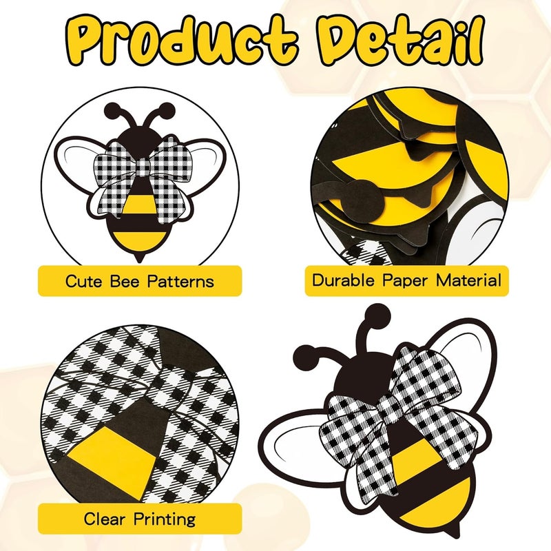 JAPBOR Bee Placemats Disposable Plates  50PCS Bee Shaped Paper Place Mats Decoration Spring Summer Honey Printed Placemat Rustic Plates Table Settings Mat for Holiday Party Kitchen Dinner - Image 4
