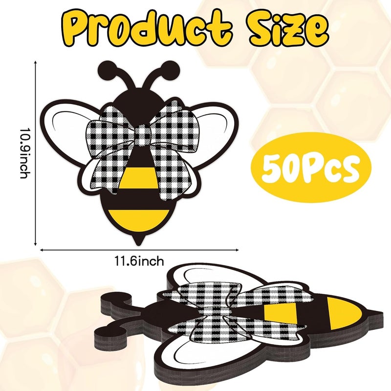 JAPBOR Bee Placemats Disposable Plates  50PCS Bee Shaped Paper Place Mats Decoration Spring Summer Honey Printed Placemat Rustic Plates Table Settings Mat for Holiday Party Kitchen Dinner - Image 3