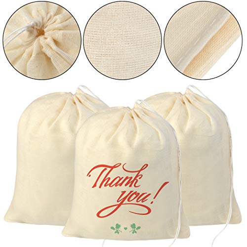 Tayfremn 100pcs Cotton Drawstring Bags, Reusable Muslin Bag Natural Cotton Bags with Drawstring Produce Bags Bulk Gift Bag Jewelry Pouch for Party Home Storage Wedding(6 by 7.9 inches) - Image 3