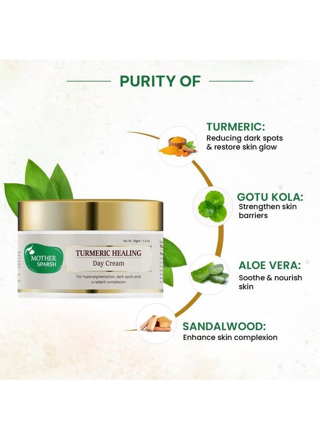 Mother Sparsh - Turmeric Healing Skin Care Combo; With Healing Face Ubtan 75G; Healing Day Cream 40G; For Dark Spots; Hyper Pigmentation & Radiant Complexion - Image 1