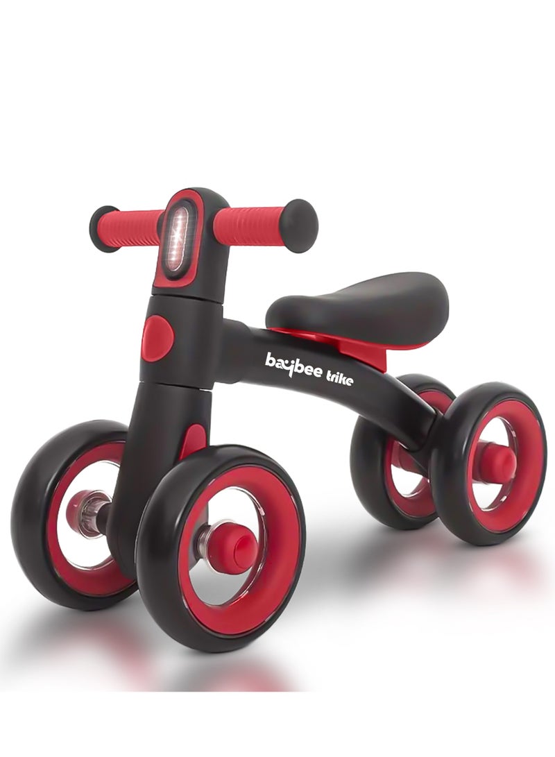 BAYBEE Kids Balance Bike Baby Tricycles for Kids, 4 Wheels Toddlers Bike Ride on Toy with EVA Wheels & Led Light Indoor Outdoor Play Baby Balance Bike Cycle for Kids 1 to 3 Years Boy Girl Black - Image 1