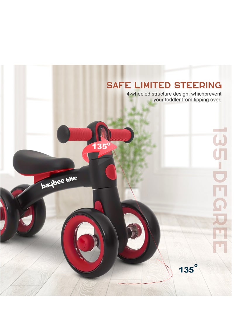 BAYBEE Kids Balance Bike Baby Tricycles for Kids, 4 Wheels Toddlers Bike Ride on Toy with EVA Wheels & Led Light Indoor Outdoor Play Baby Balance Bike Cycle for Kids 1 to 3 Years Boy Girl Black - Image 2