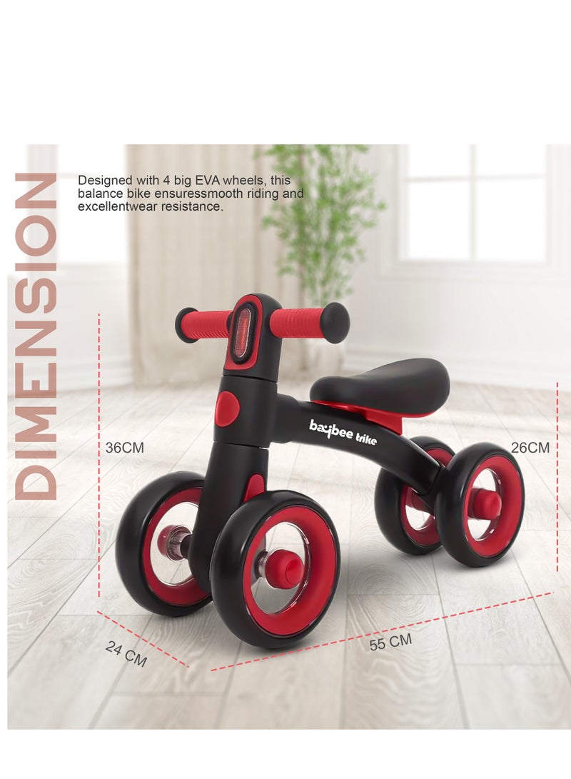 BAYBEE Kids Balance Bike Baby Tricycles for Kids, 4 Wheels Toddlers Bike Ride on Toy with EVA Wheels & Led Light Indoor Outdoor Play Baby Balance Bike Cycle for Kids 1 to 3 Years Boy Girl Black - Image 4