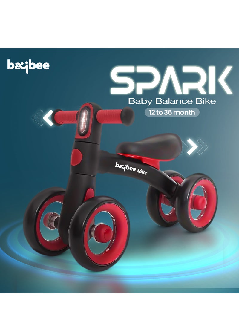 BAYBEE Kids Balance Bike Baby Tricycles for Kids, 4 Wheels Toddlers Bike Ride on Toy with EVA Wheels & Led Light Indoor Outdoor Play Baby Balance Bike Cycle for Kids 1 to 3 Years Boy Girl Black - Image 5