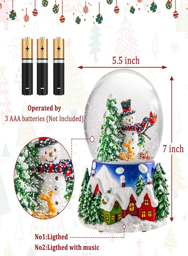 Taman Christmas Snow Globe, Snoman and Christmas Tress House Musical Snowglobe with Swirling Glitter Snowflakes Lighted Christmas Decorations Tabletop Home Décor - Image 5