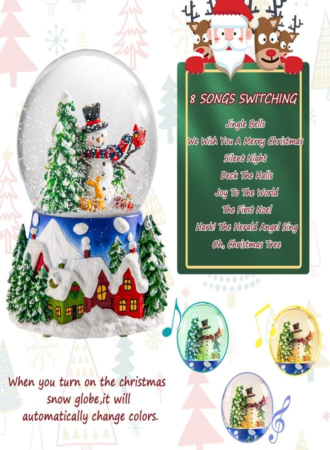 Taman Christmas Snow Globe, Snoman and Christmas Tress House Musical Snowglobe with Swirling Glitter Snowflakes Lighted Christmas Decorations Tabletop Home Décor - Image 4