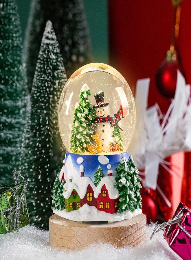 Taman Christmas Snow Globe, Snoman and Christmas Tress House Musical Snowglobe with Swirling Glitter Snowflakes Lighted Christmas Decorations Tabletop Home Décor - Image 3