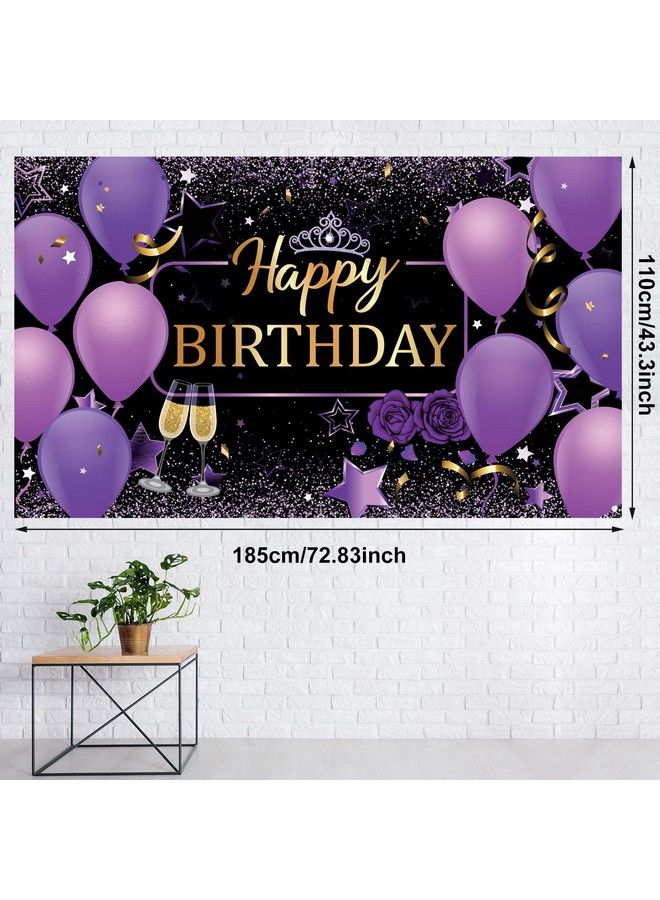Tatuo Purple And Gold Birthday Party Decorations Purple Gold Confetti Balloons Kit Happy Birthday Photography Backdrop For Girls Ladies Women Birthday Party Supplies Decor - Image 3