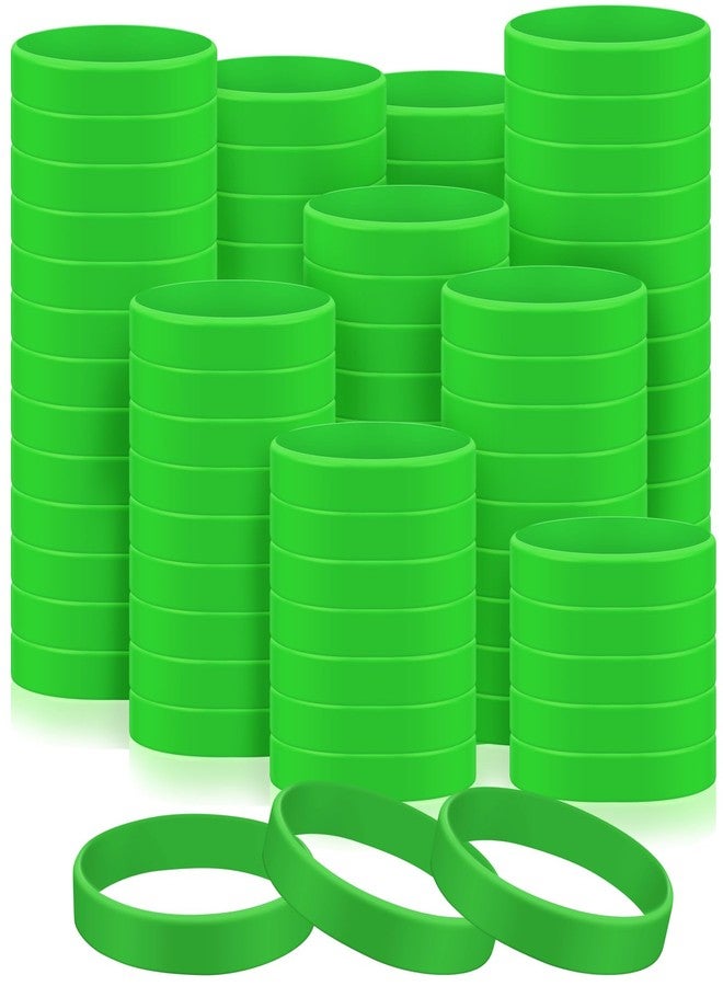 Liliful 500 Pcs Christmas Silicone Bracelets Bulk Green Blank Rubber Bracelets Stretch Wristbands for Men Women Games Sports Merry Christmas Theme Party Decor Supplies - Image 1