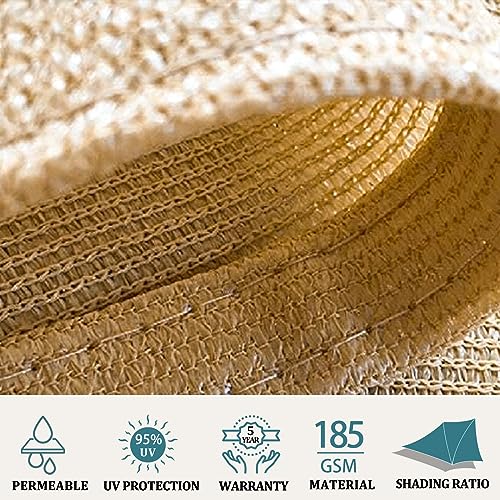 Shade&Beyond 10'x13' Sun Shade Sails Curved Canopy Rectangular Sand 185GSM Shade Sail Permeable for Patio Deck Yard Backyard, (We Make Custom Size) - Image 3
