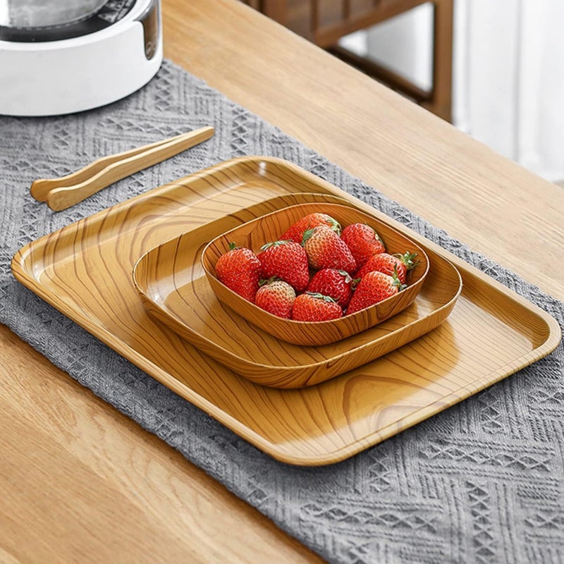 DREWIT STAR Wooden Dinner Plate Set with Tray and Cutlery Holder Natural Finish - Image 2