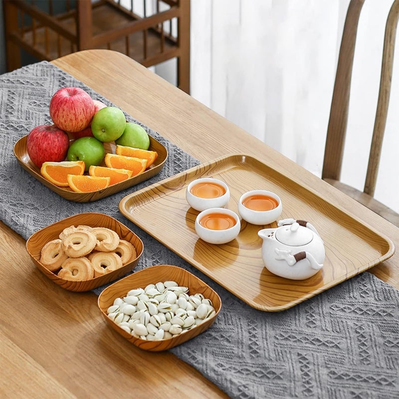 DREWIT STAR Wooden Dinner Plate Set with Tray and Cutlery Holder Natural Finish - Image 3
