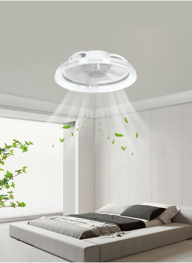 Ultra-Quiet Ceiling Fan with Light & Remote Control - 31cm Modern White, 4 Speeds, Stepless Dimming (3000K-6500K), Energy Efficient for Bedroom & Living Room - Easy E27 Socket Installation