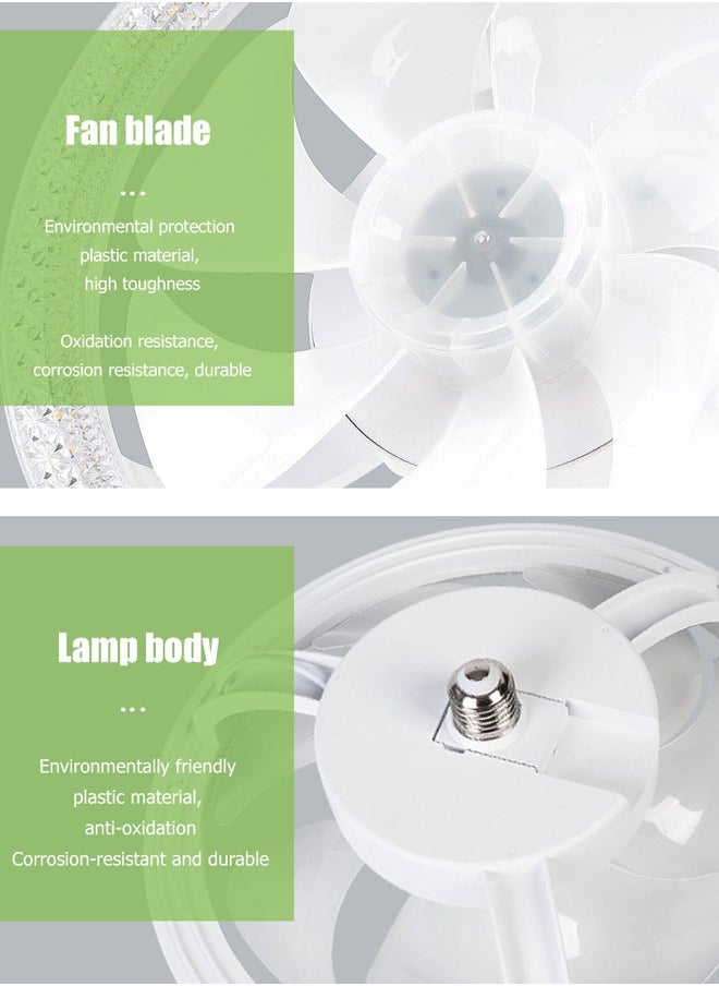 Ultra-Quiet Ceiling Fan with Light & Remote Control - 31cm Modern White, 4 Speeds, Stepless Dimming (3000K-6500K), Energy Efficient for Bedroom & Living Room - Easy E27 Socket Installation
