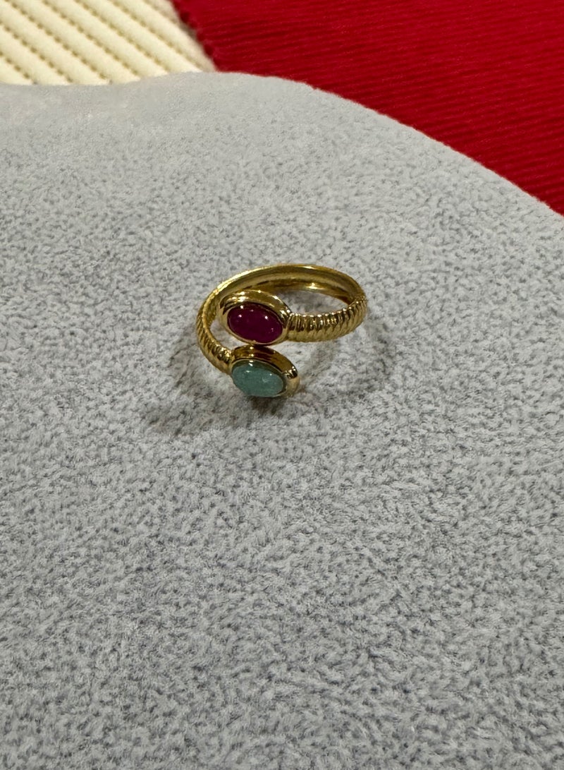 إيكوال خاتم نسائي من الاستانلس ستيل مطلي باللون الذهبي بمقاس موحد - Image 4