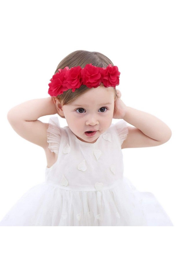 Fmeida Flower Crown Baby Headbands For Girls Red Hair Bow Birthday Hair Accessories - Image 1