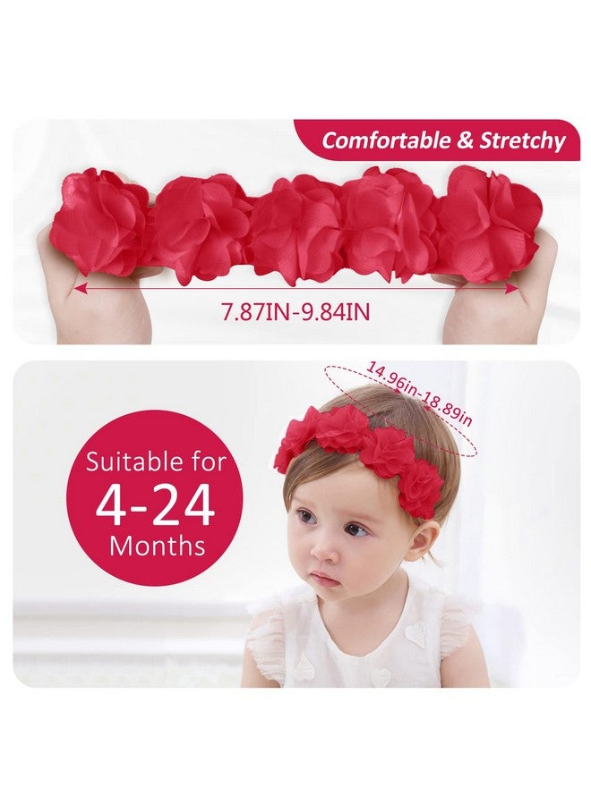 Fmeida Flower Crown Baby Headbands For Girls Red Hair Bow Birthday Hair Accessories - Image 2