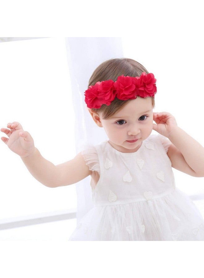 Fmeida Flower Crown Baby Headbands For Girls Red Hair Bow Birthday Hair Accessories - Image 3