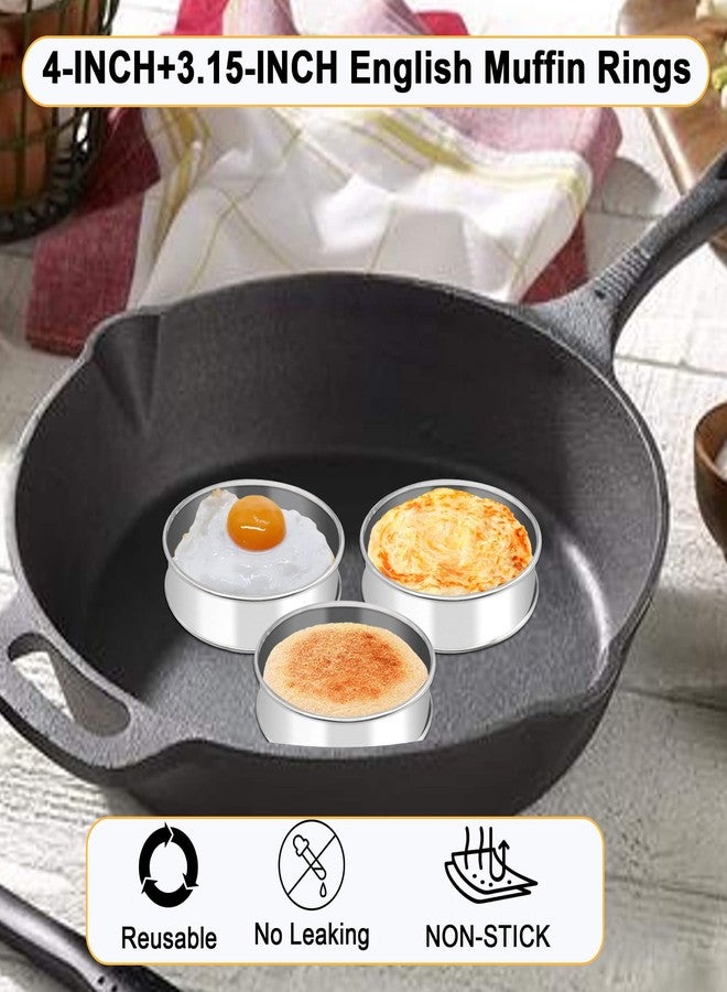 BaokiTook 8Pack 4"+3.15" Stainless Steel Nonstick Egg Ring - English Muffin & Crumpet Rings - Round Metal Cooking Ring Molds (4 inch+3.15 inch-8 pieces) - Image 3