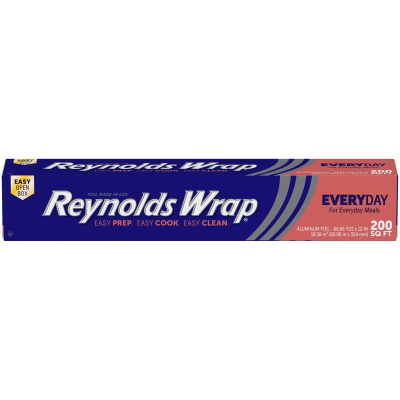 Reynolds Wrap Everyday Strength Aluminum Foil Roll, Freezer and Grill Safe, Great for Foil Packets and Home Cooking, 12 Inches Wide, 200 Total Sq. Ft. - Image 1