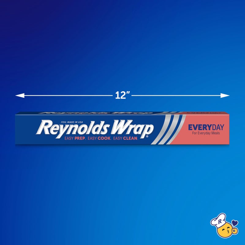 Reynolds Wrap Everyday Strength Aluminum Foil Roll, Freezer and Grill Safe, Great for Foil Packets and Home Cooking, 12 Inches Wide, 200 Total Sq. Ft. - Image 2