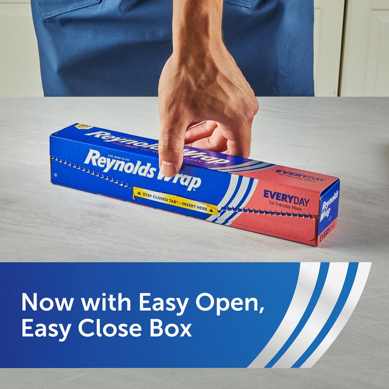 Reynolds Wrap Everyday Strength Aluminum Foil Roll, Freezer and Grill Safe, Great for Foil Packets and Home Cooking, 12 Inches Wide, 200 Total Sq. Ft. - Image 3