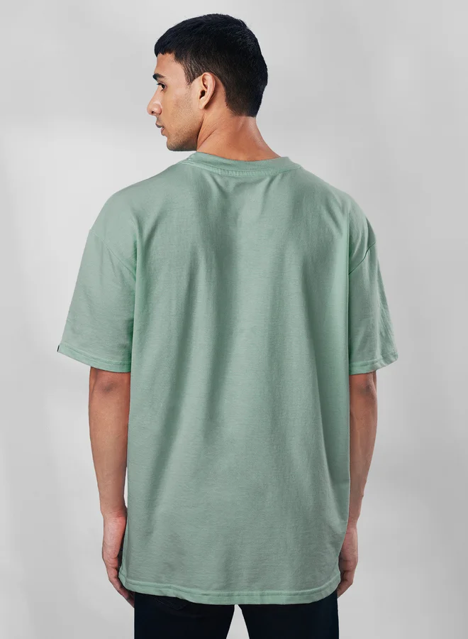 The Souled Store The Souled Store |Sage Round Neck Half Sleeve Mens and Boys T-Shirt|Solid 100% Cotton | Oversized T-Shirts
