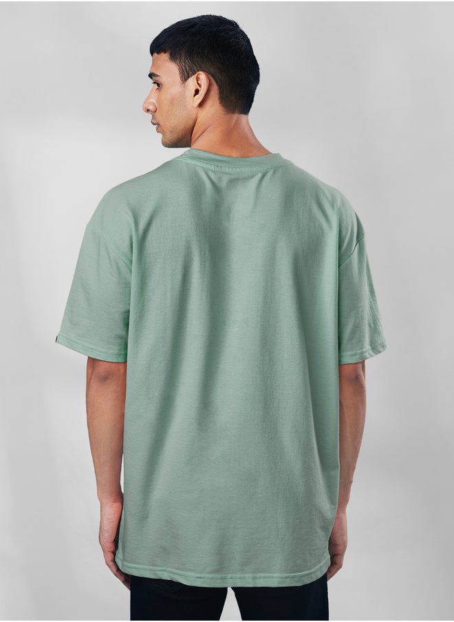 The Souled Store The Souled Store |Sage Round Neck Half Sleeve Mens and Boys T-Shirt|Solid 100% Cotton | Oversized T-Shirts  - Image 3