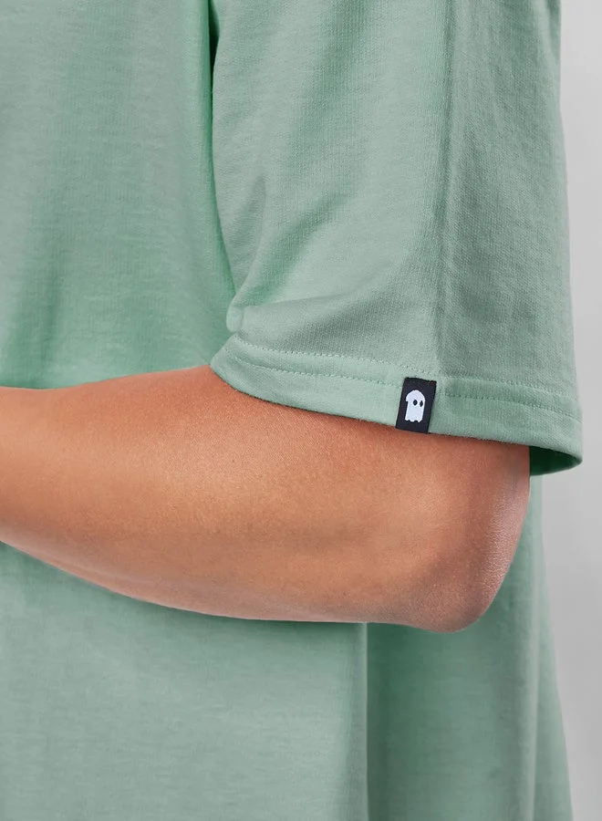 ذا سوليد ستور تيشيرت سولي ستور رجالي أولاد دائري عنق نصف كم سادة قطن % مقاس كبير