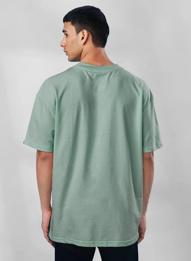 The Souled Store  The Souled Store |Sage Round Neck Half Sleeve Mens and Boys T-Shirt|Solid 100% Cotton | Oversized T-Shirts for Men | Best Price UAE