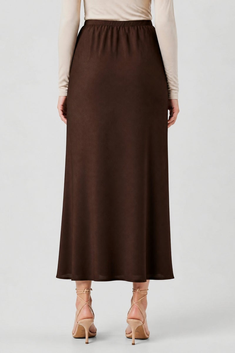 bebe Women Plain Maxi Skirt, Chocolate Brown - Image 5