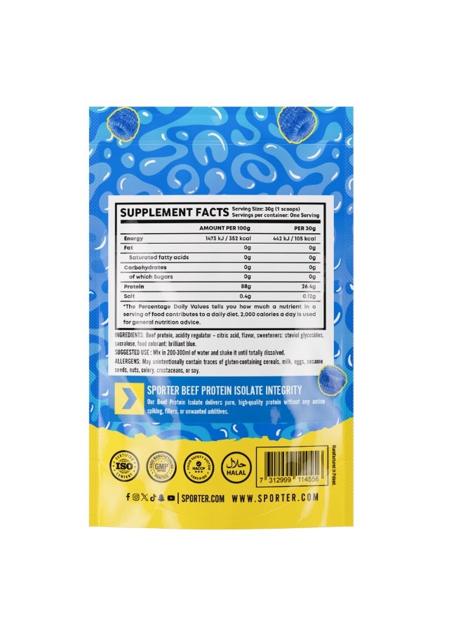 Sporter Beef Protein Isolate – 1 Servings | 26.4g Pure Protein | Blue Raspberry Flavor | Zero Carbs, Sugar & Fat | Lactose-Free | Gut-Friendly | Post-Workout Muscle Support - Image 2