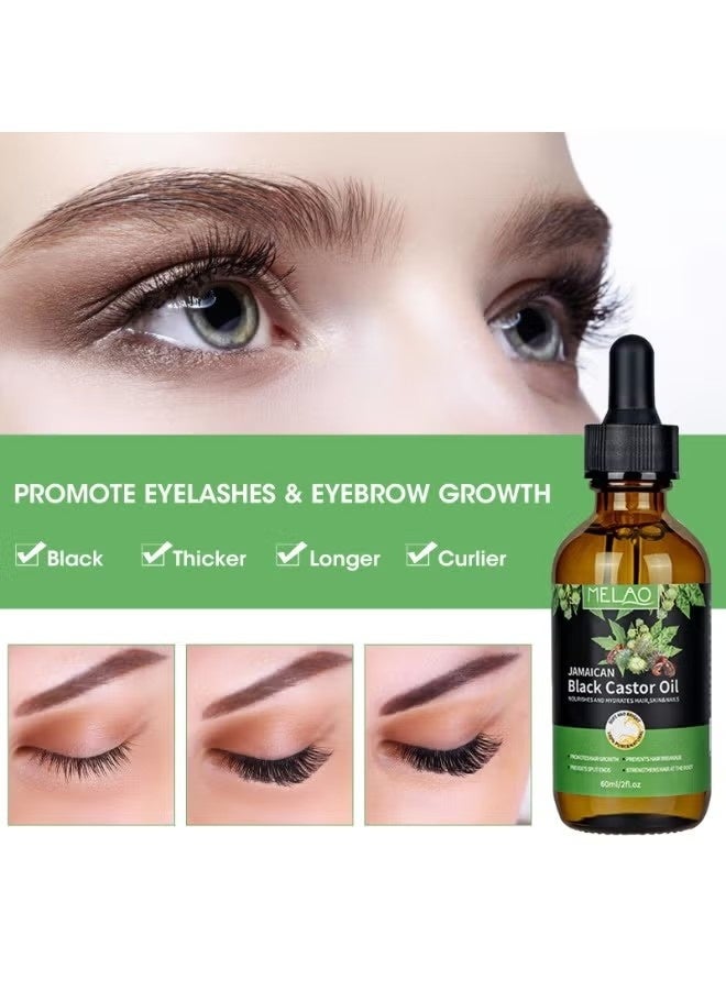 ميلاو زيت الكастور الأسود الجامايكي 60 مل، زيت الكاستور العضوي المُستخلص بالضغط البارد لنمو الشعر والرموش والجفون، ترطيب فروة الرأس والبشرة والأظافر. - Image 5