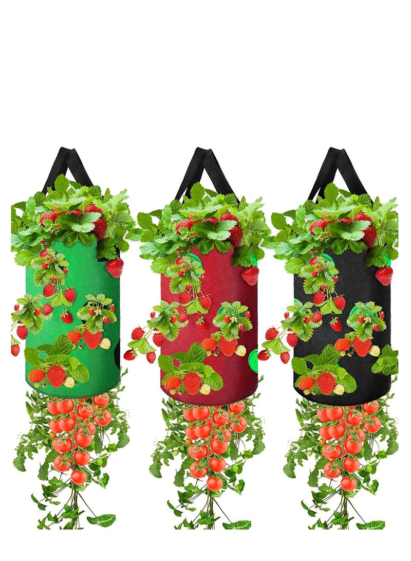 SYOSI SYOSI Upside Down Planter Tomato Herb Strawberry Grow Bags Garden Growing Bags Aeration Fabric Planter Bags with Grow Pouches Plant Growing Hanger Bag for Garden Plants (13 Holes Style, 3 Pack)  - Image 1