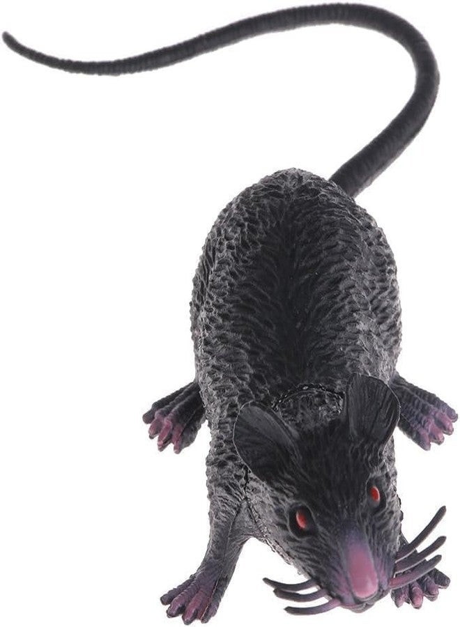 Essivox Realistic Rubber Rat with Long Tail, Lifelike Mouse Prop for Halloween Pranks, Party Decorations, Horror Effects (Black) - Image 1