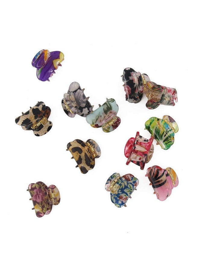 Carede Mini 1.2 Inch Plastic Noslip Grip Jaw Hair Clipfloral Printed Small Acrylic Hair Claw Clips For Girls And Womenpack Of 12 - Image 3