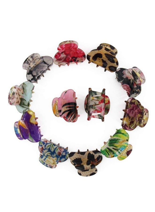 Carede Mini 1.2 Inch Plastic Noslip Grip Jaw Hair Clipfloral Printed Small Acrylic Hair Claw Clips For Girls And Womenpack Of 12 - Image 2