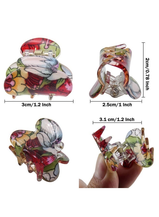 Carede Mini 1.2 Inch Plastic Noslip Grip Jaw Hair Clipfloral Printed Small Acrylic Hair Claw Clips For Girls And Womenpack Of 12 - Image 4