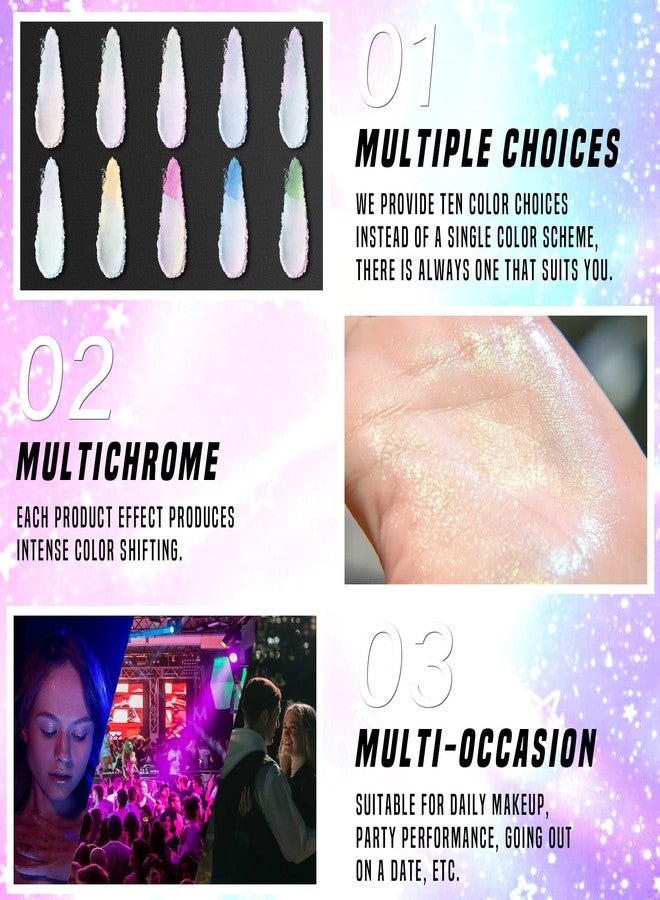 CHARMACY Chameleon Glitter Highlighter Makeup Palette, Shimmer Cream Contour Face Brightening Illuminator Highlighter, Long Lasting, Cruetly-Free, #602 - Image 4