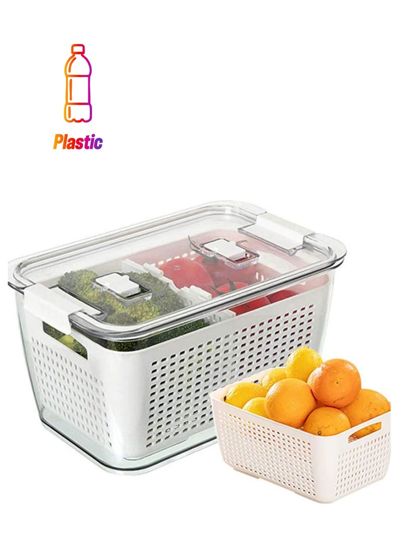 Homesmiths Homesmiths Small Fridge Storage Container With Double Layer Fruit Basket  - Image 1