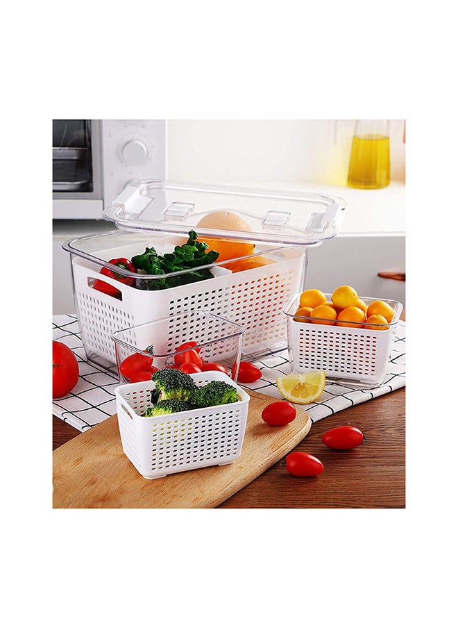 Homesmiths - Homesmiths Small Fridge Storage Container With Double Layer Fruit Basket - Image 1