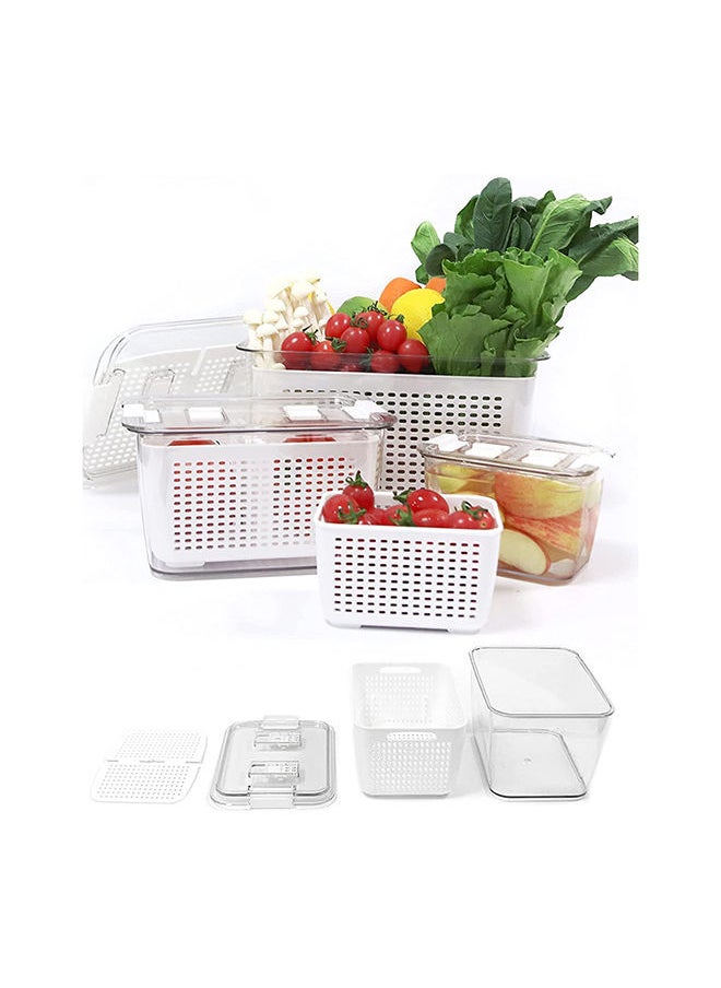 Homesmiths - Homesmiths Small Fridge Storage Container With Double Layer Fruit Basket - Image 1
