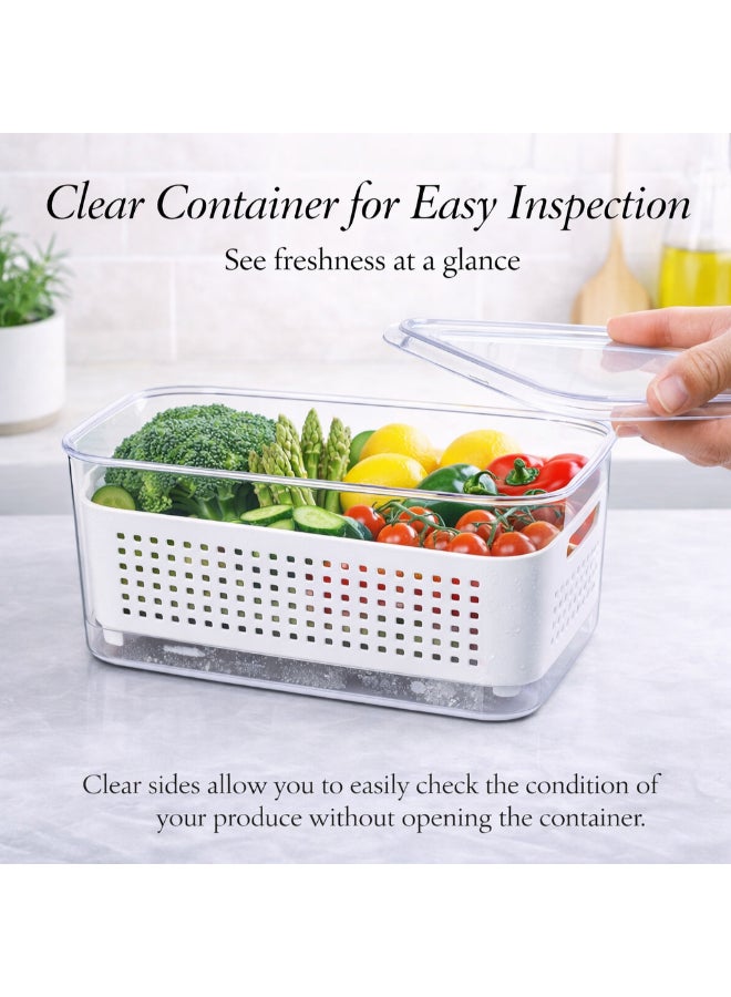 Homesmiths Double Layer Fridge Storage Container, Small, L 14 × B 9.5 × H 9 cm | BPA-Free Stackable Fruit & Vegetable Basket with Adjustable Vents for Berries, Lettuce, Spinach, Grapes, Meal Prep - Image 5