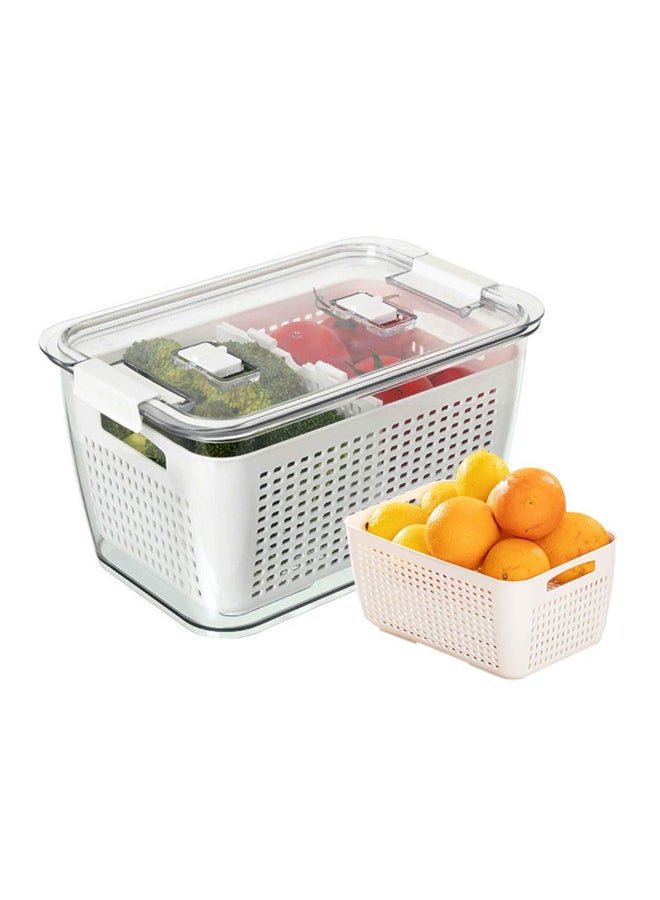 Homesmiths Double Layer Fridge Storage Container, Small, L 14 × B 9.5 × H 9 cm | BPA-Free Stackable Fruit & Vegetable Basket with Adjustable Vents for Berries, Lettuce, Spinach, Grapes, Meal Prep - Image 1