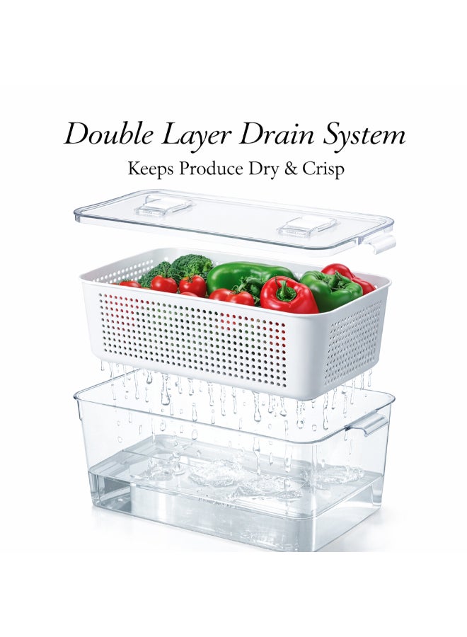 Homesmiths Double Layer Fridge Storage Container, Small, L 14 × B 9.5 × H 9 cm | BPA-Free Stackable Fruit & Vegetable Basket with Adjustable Vents for Berries, Lettuce, Spinach, Grapes, Meal Prep - Image 4