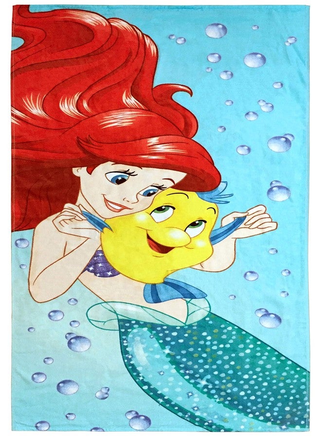 Jay Franco Disney The Little Mermaid Princess Kids Bath/Pool/Beach Towel - Featuring Ariel and Flounder - Super Soft & Absorbent Fade Resistant Cotton Towel, Measures 28 inch x 58 inch (Official Disney Product) - Image 1