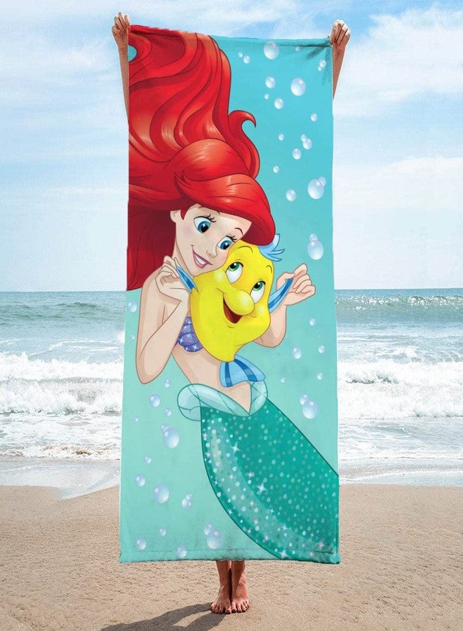 Jay Franco Disney The Little Mermaid Princess Kids Bath/Pool/Beach Towel - Featuring Ariel and Flounder - Super Soft & Absorbent Fade Resistant Cotton Towel, Measures 28 inch x 58 inch (Official Disney Product) - Image 3