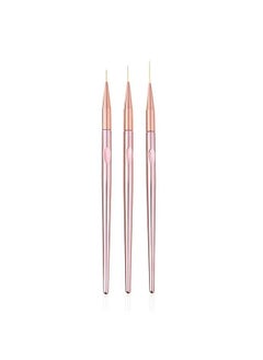 FULINJOY 3 Pcs Rose Gold Nail Art Liner Brushes Set, UV Gel Acrylic Application Nail Pens Nail Art Designs Tools(7mm/9mm/11mm)  - Image 1